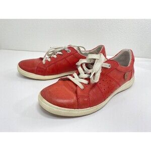 Josef Seibel Germany Red Leather Tennis Shoes EU 39 US 8.5 Rubber Soles Air Vent